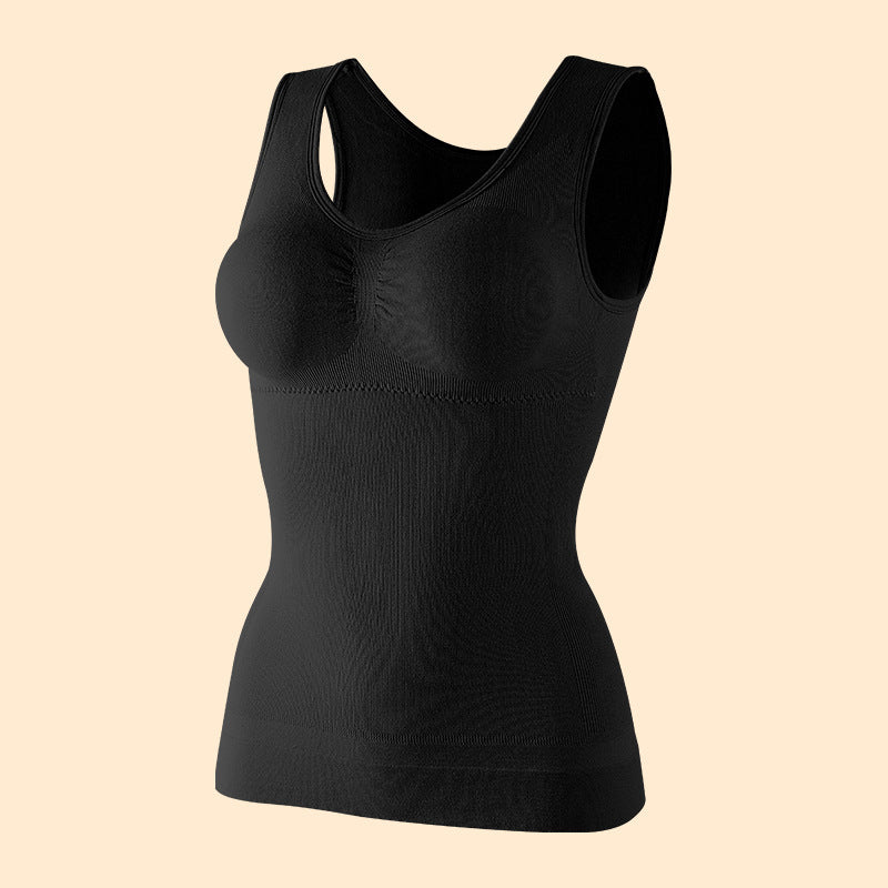Shaping tank with built-in bra